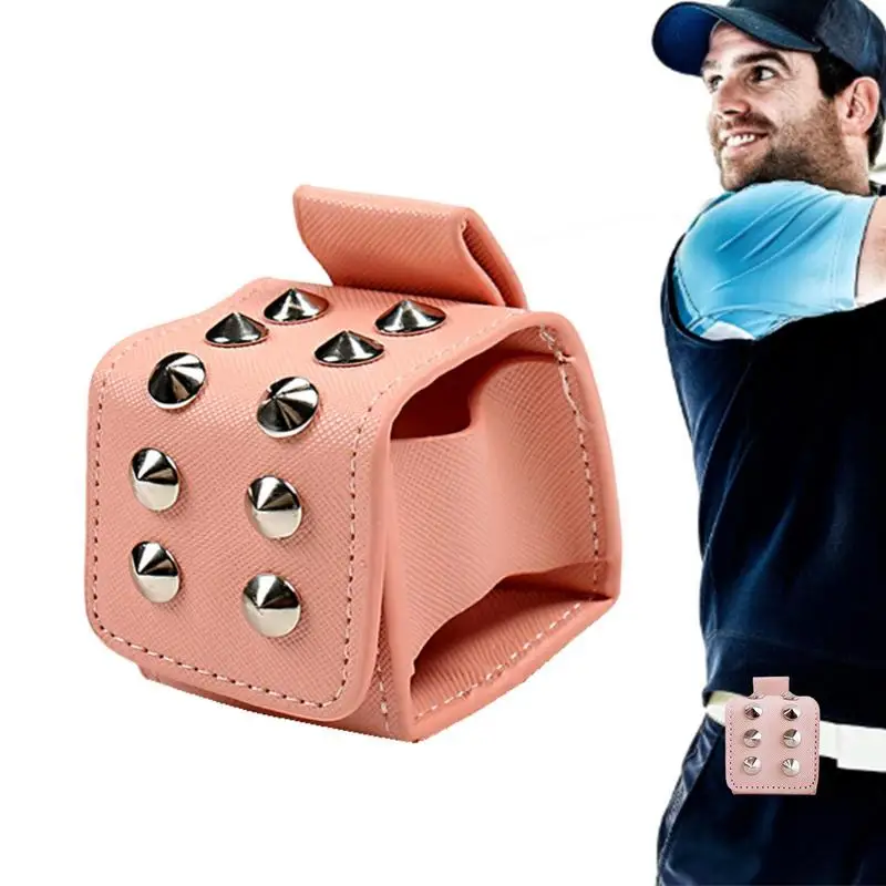 

Mini Golf Ball Storage Bag Soft PU Leather Golf Ball Pouch Bag Rivets Golf Ball Waist Bag Protective Cover Golfs Accessories