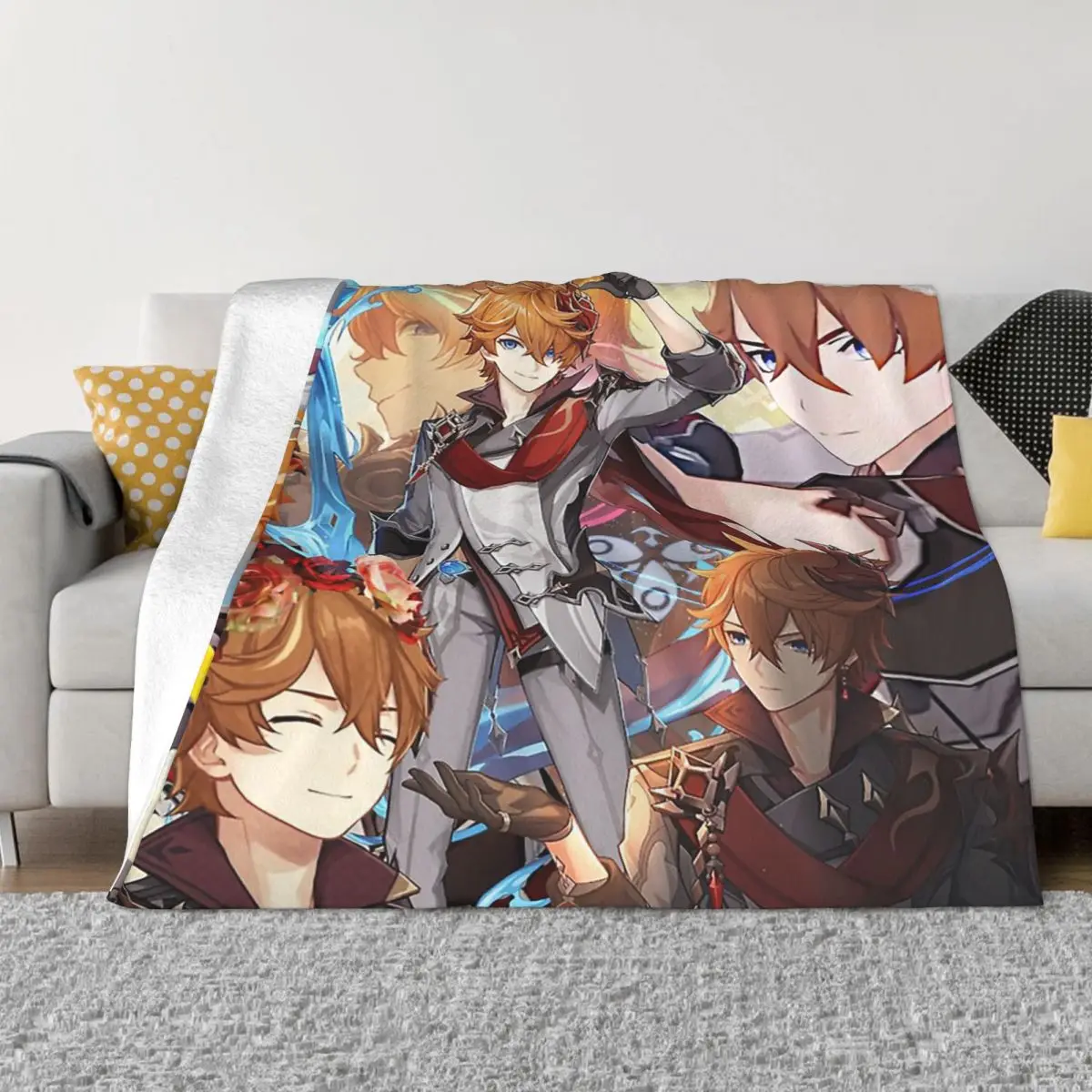 

Лучшее Флисовое одеяло Boi Childe Genshin для осени и зимы, игровое дышащее теплое одеяло для дивана, спальни, постельное белье