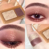 two tone eyeshadow palette fashion glitter eyeshadow waterproof matte pearlescent nude eye pigment professional makeup palette