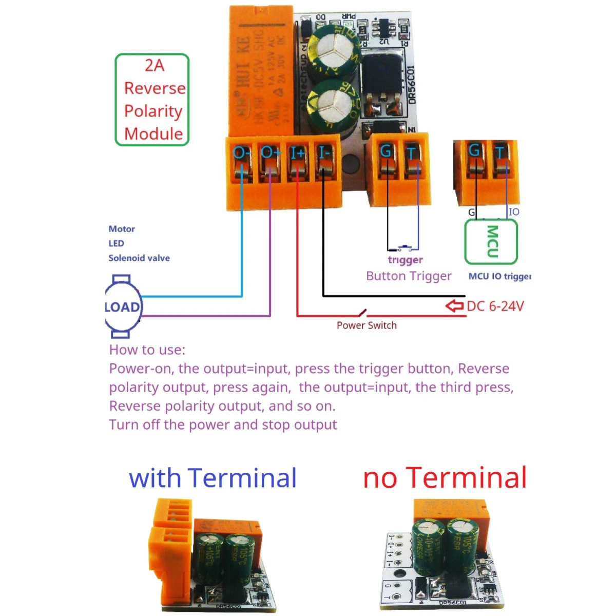 DC 6 В-24 В 2A самоблокирующийся двигатель контроллер обратной полярности