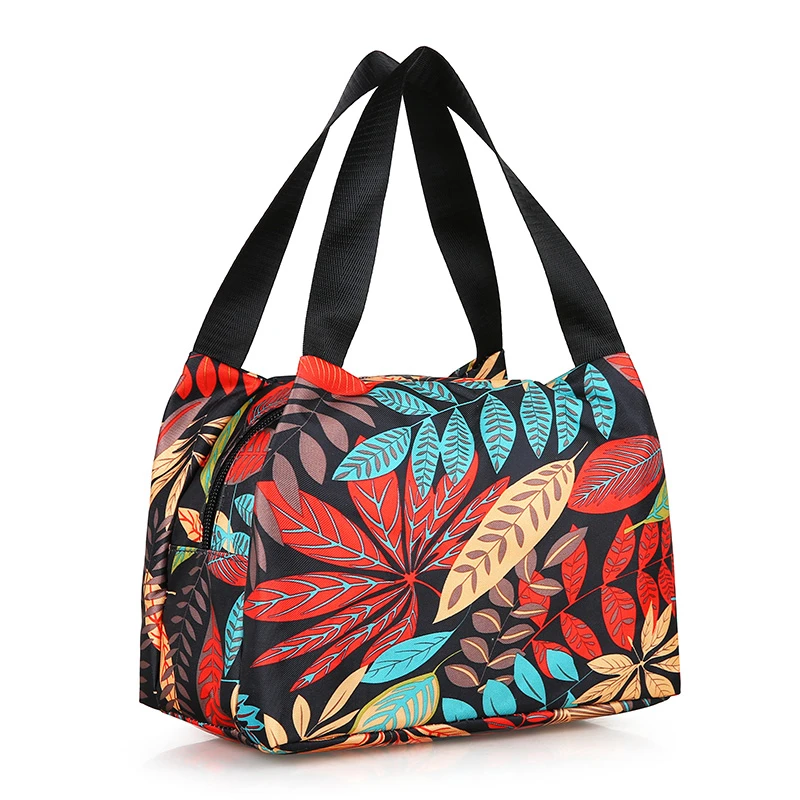 

Lunch Bags Women Portable Functional Green Leaves Insulated Thermal Food Picnic Kids Cooler Box Tote