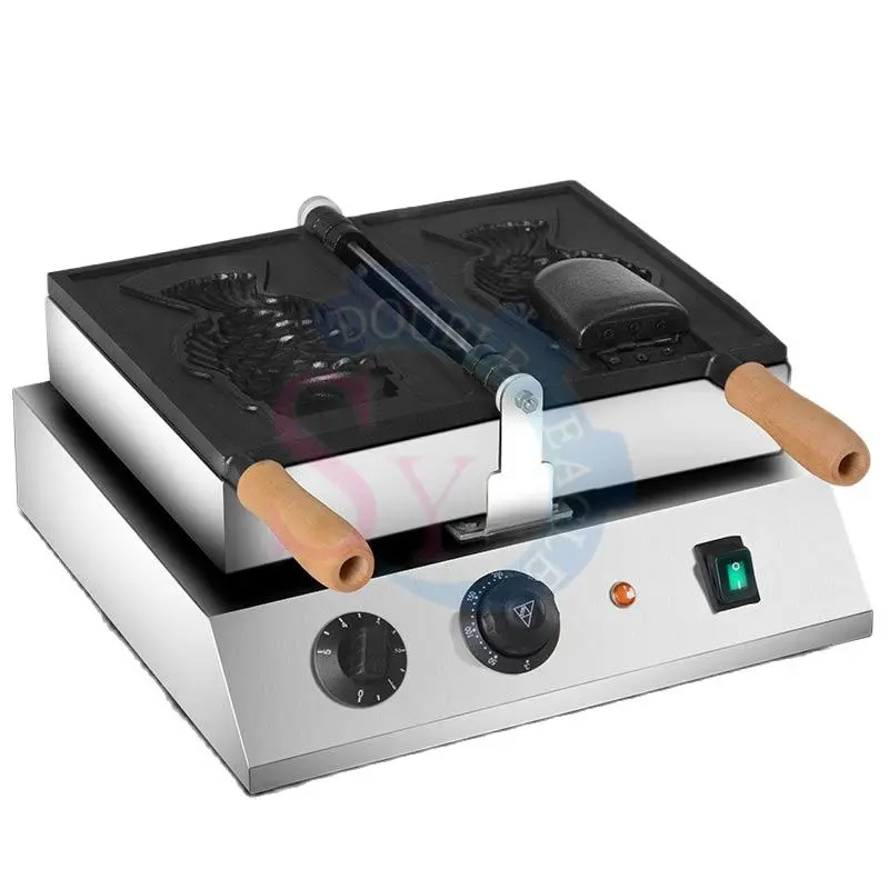 

Single Head Grill Open Mouth 1 Pcs Fish Shape Waffle Cake Baking Machine/Ice Cream Snapper Burning Equipment