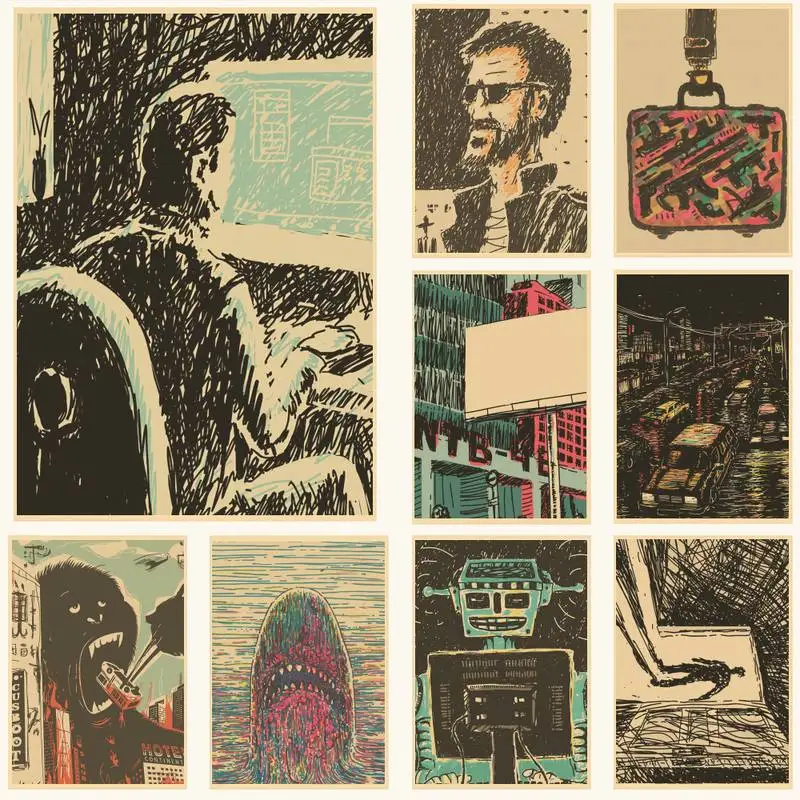 

Абстрактная линия, художественный постер в стиле ретро, художественная Наклейка на стену для дома, бара, кафе, коллекционная картина, украше...