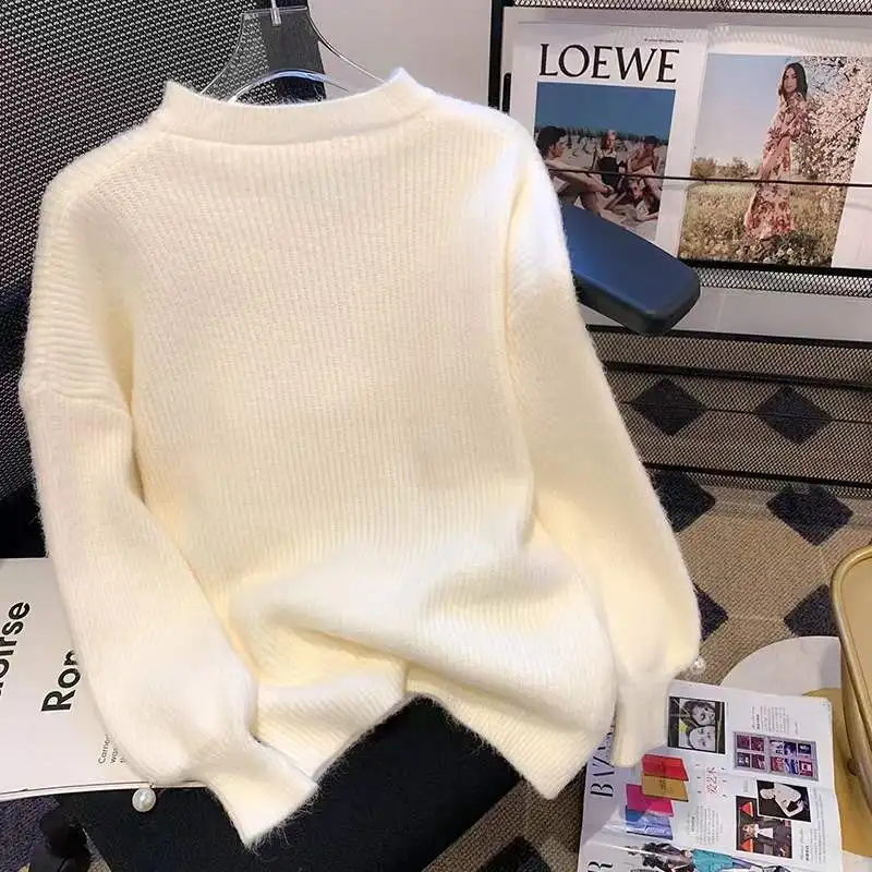 Новинка Осень-Зима Милый свободный свитер во французском стиле с длинным рукавом