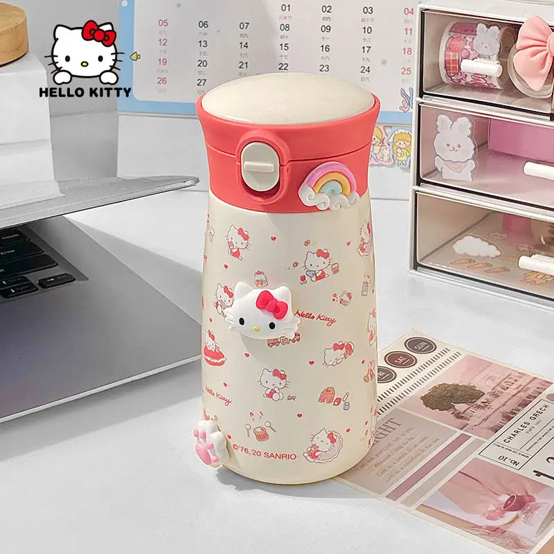 

300Ml New Hello Kitty Ins Fashion Vacuum Cup Stainless Steel Kids Water Sippy Cup Creative Cartoon Convenient Birthday Present