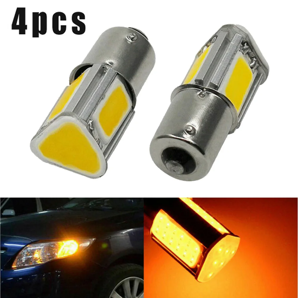 

4pcs Car Turn Signal Lights Super Bright Amber 1156 G18 BA15S 42 COB LED Turn Signal Light Bulb Lamp 12V 3500K Tail Brake Bulbs
