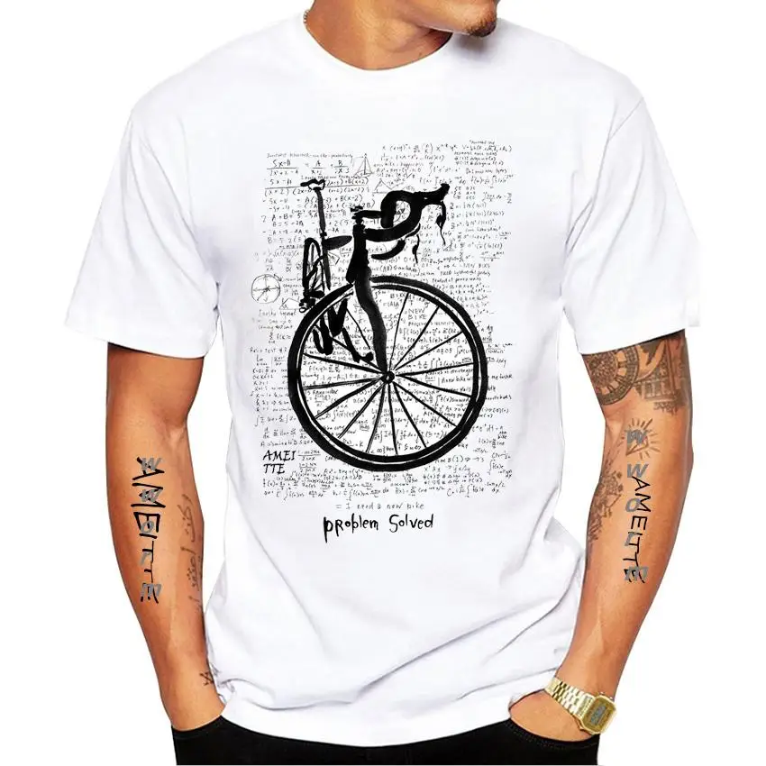 

A Bicycle Geometry Problem Solved Print T-Shirt New Summer Men Short Sleeve Bike Sport Casual White Tops Hip Hop Boy Tees