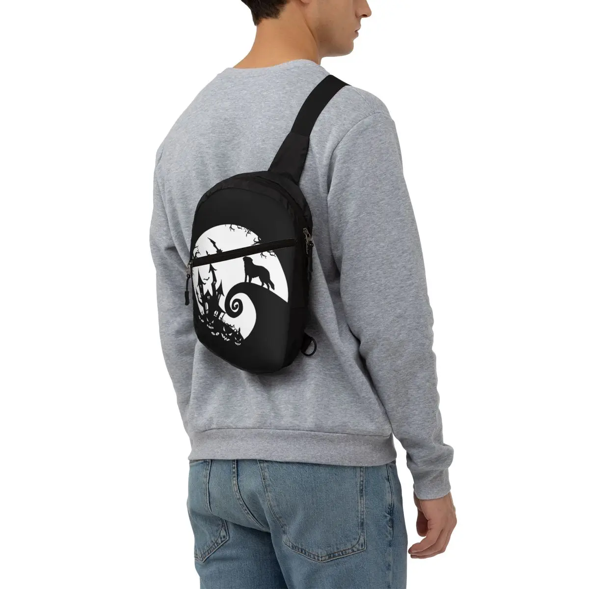 Saint Bernard Dog And Moon Хэллоуин нагрудная сумка мужской рюкзак через плечо дорожный