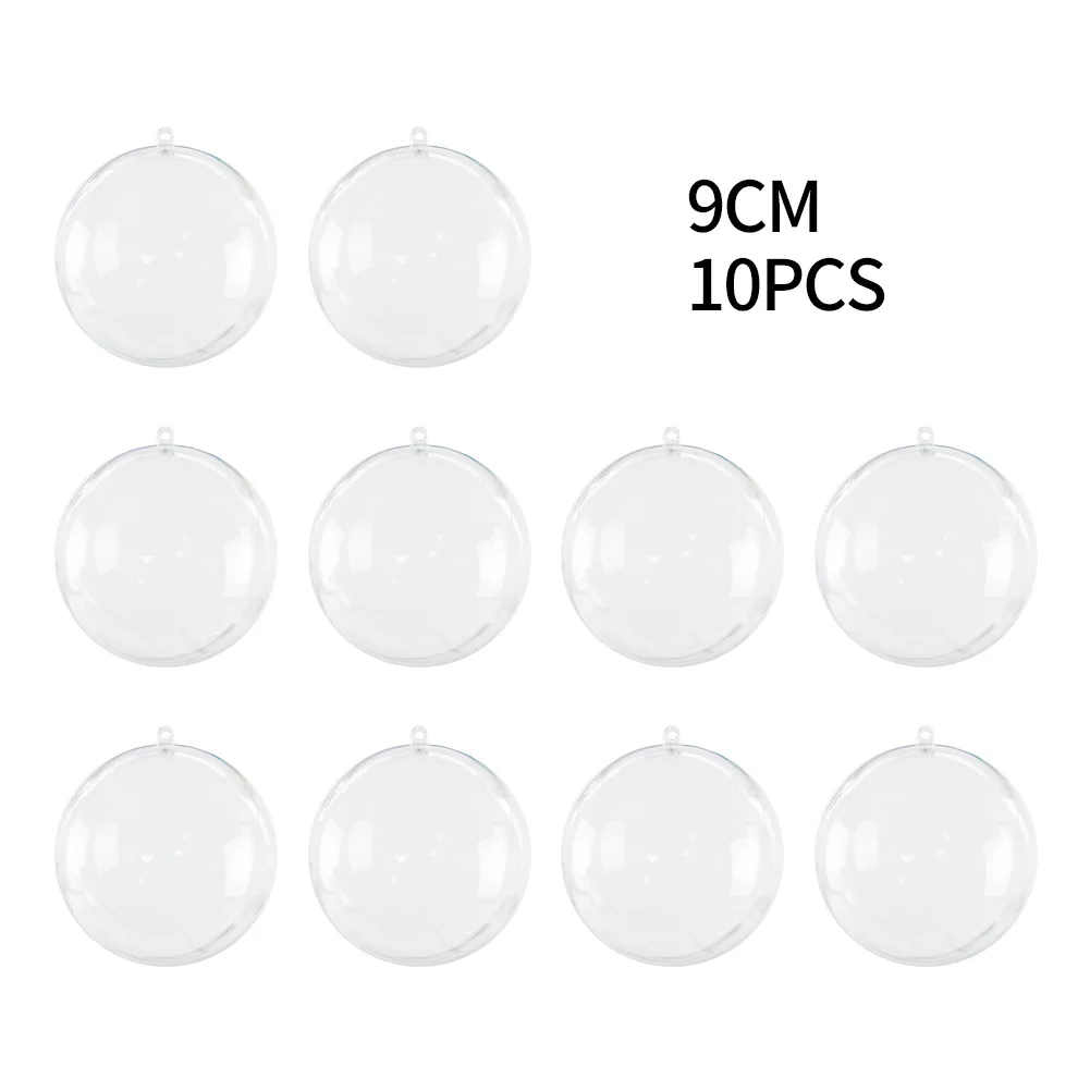 

10pcs Baubles 9cm Christmas Clear High-quality Plastic PET 10cm 15.6cm Decoration Round Clear Fillable Baubles