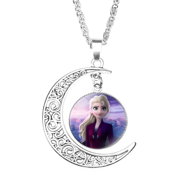 

New Disney Frozen Chrildren's Necklaces Snow White Cartoon Elsa Princess Anna Rotatable Pendant Jewelry Accessories Kids Gifts