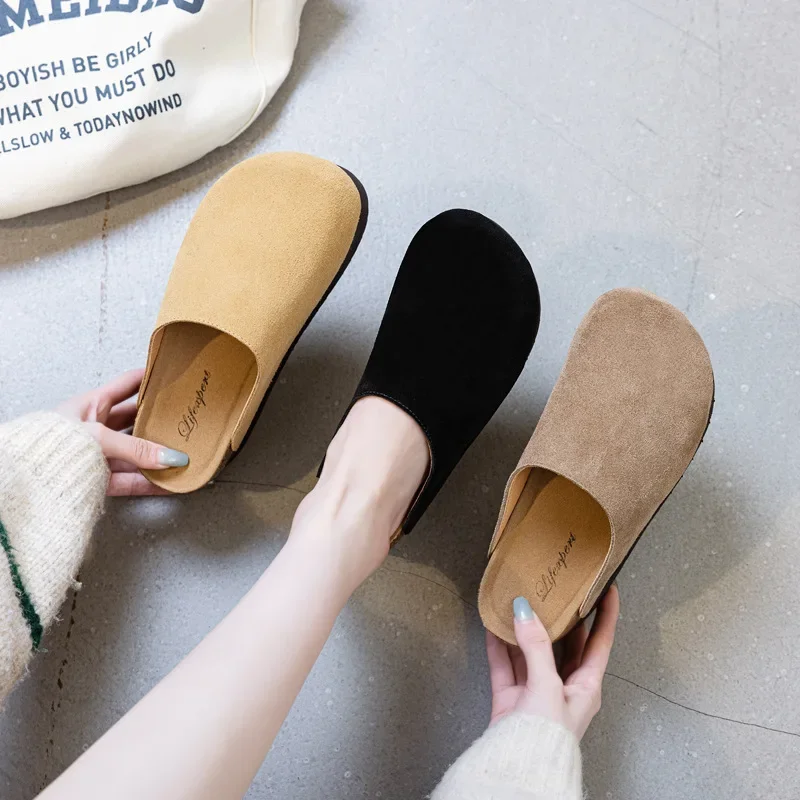 7 см замшевые женские ботильоны из коровьей кожи высокого бренда с круглым носком