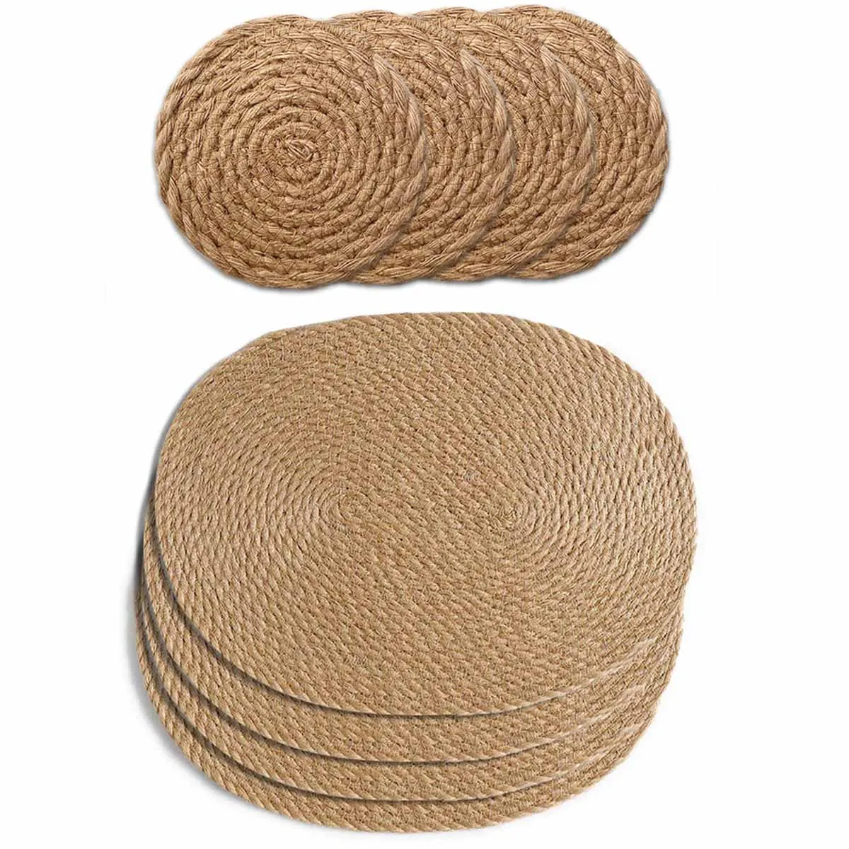 

Flax Rattan Placemats for Dining Table Mat for Coffee Table Tableware Plates Cup Pads Coaster Set Kitchen Accessories Home Décor