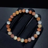 natural red yellow rutilated quartz bracelet jewelry clear round beads 6 8mm colorful rutilated jewelry aaaaaa