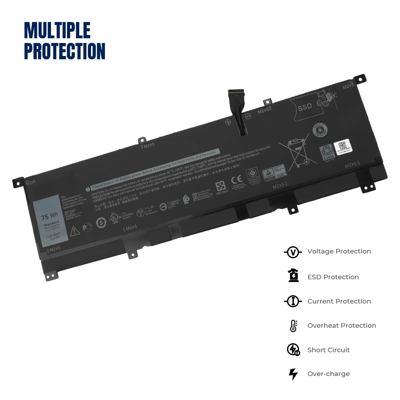 Аккумулятор для ноутбука YOOFAN 8N0T7 Dell XPS 15 9575 2-в-1 Precision 5530 Мобильная рабочая станция