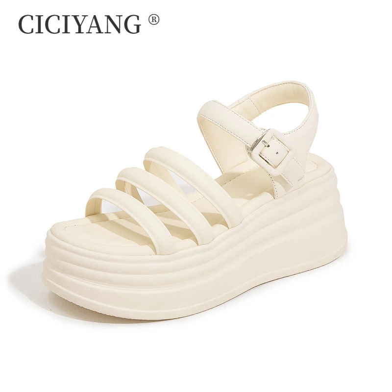 Женские сандалии в римском стиле CICIYANG Новинка лета 2024 модные на платформе и