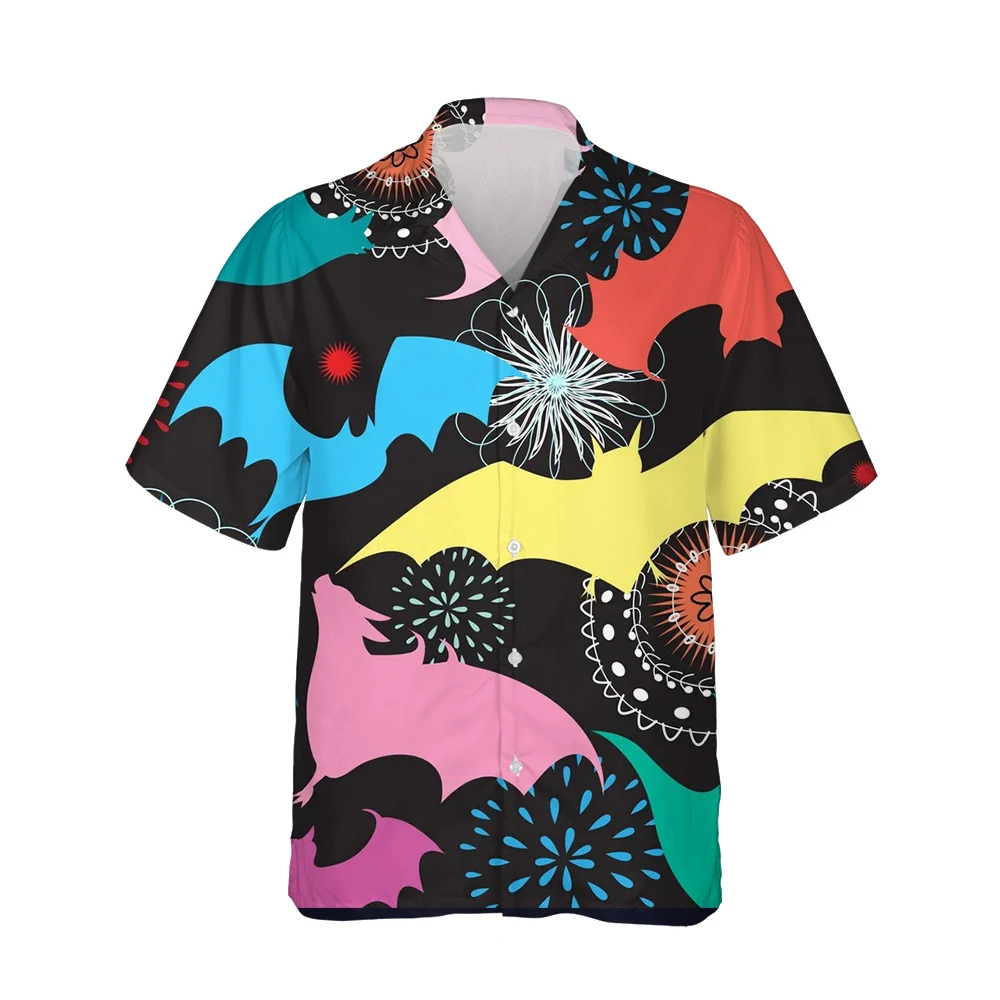 

Jumeast, 3D страшная фотосессия для мужчин, красочная Гавайская пляжная одежда, мужская рубашка с коротким рукавом, уличная одежда