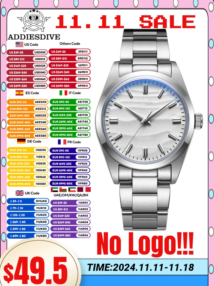 ADDIESDIVE 36 мм новые мужские роскошные часы без логотипа 10 бар для дайвинга с