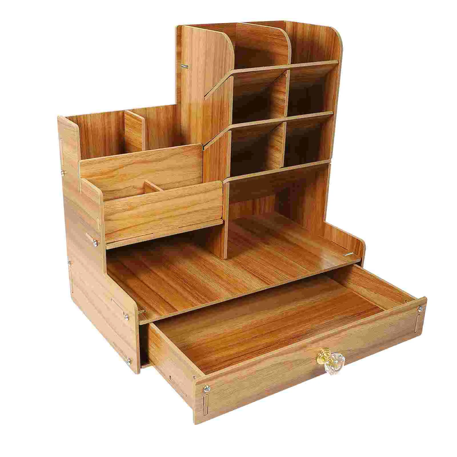 

Table Storage File Pen Office Desk Document Accessories Rack Wooden Box Organizer Shelf Holder Craft Desktop Wood Organizers End