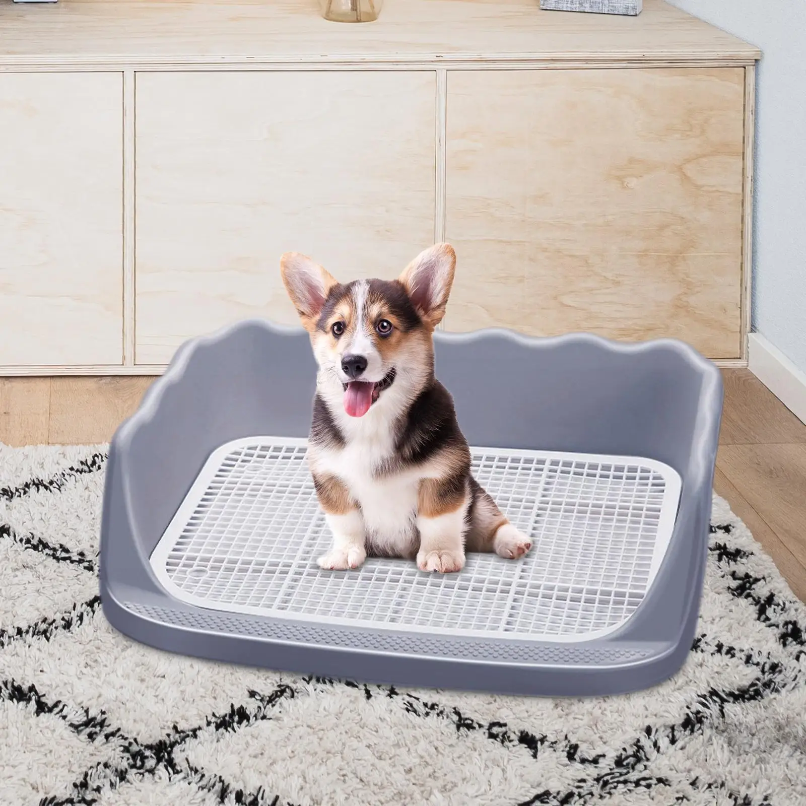 

Dog Toilet Litter Pan Training with Protection Wall Every Side No Gray