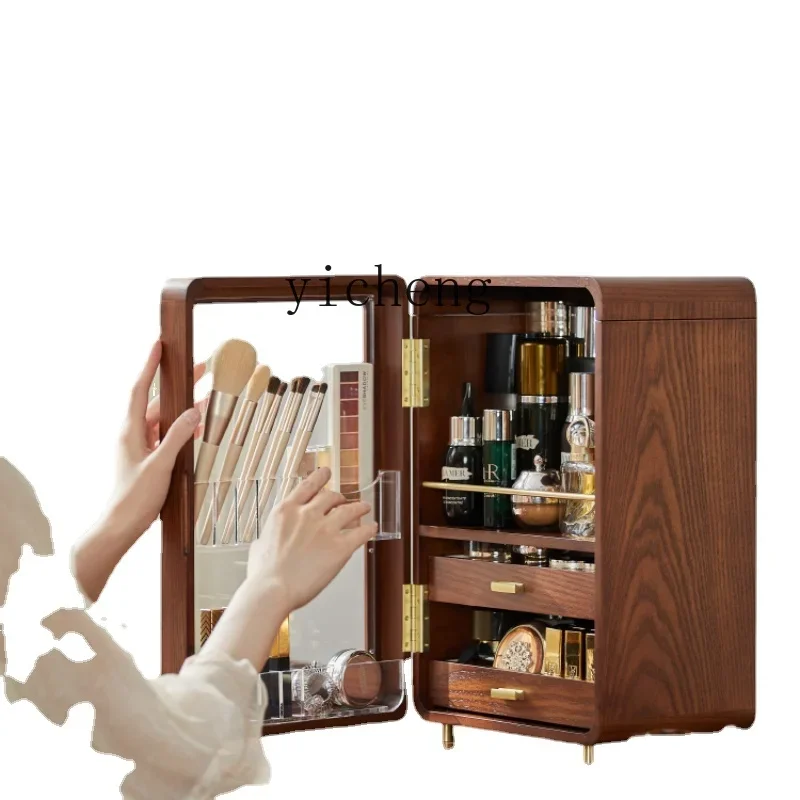 

ZK пыленепроницаемый ящик для хранения косметики Настольный комод большой емкости из массива дерева