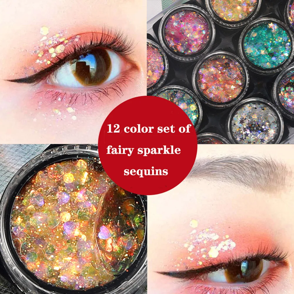 

12Color Mixed Nail Art Holographic Glitter Sequins3D Stunning Color Glitter Sequins DIY Creative Nail Art Decoration Accessories