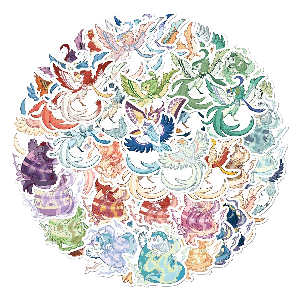 

10/30/50pcs Creative Phoenix Bird Cartoon Graffiti Stickers For Kids Toys Luggage Laptop Ipad Phone Case Gift Stickers Wholesale