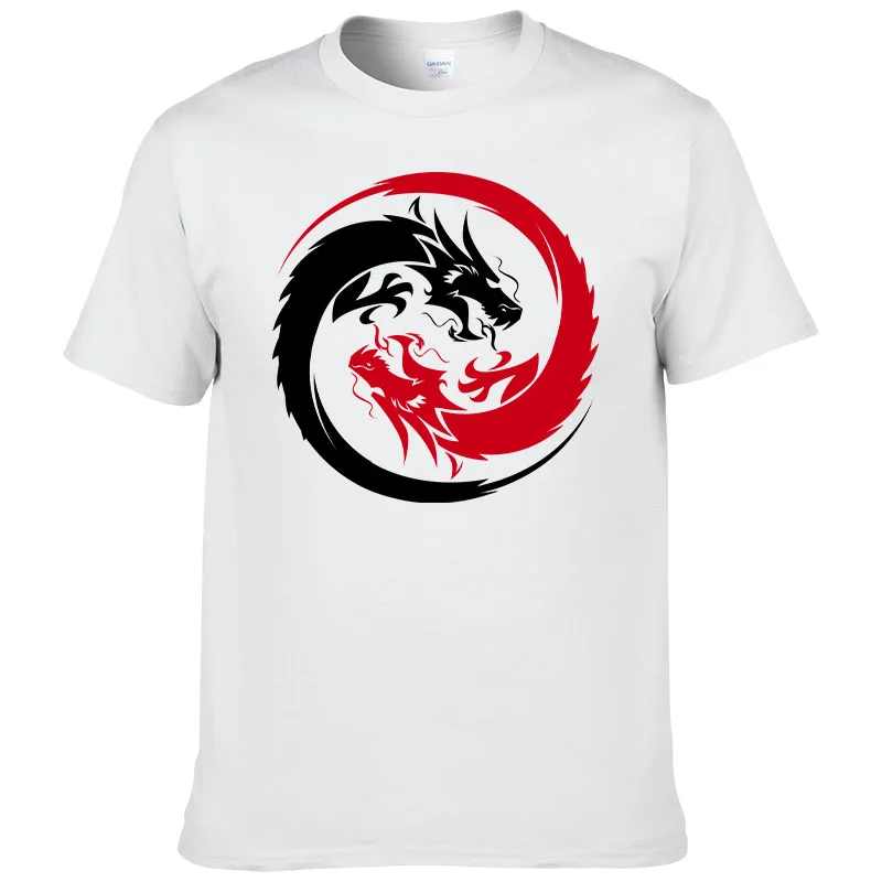 

Summer Fashion O-neck Short Sleeve T-shirt Men Dragon Printed T Shirt Harajuku Casual 100% Cotton tshirt Hombre Clothing