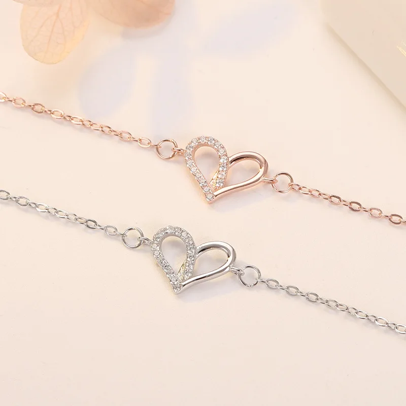 Браслет с сердцем из чистого серебра пробы |