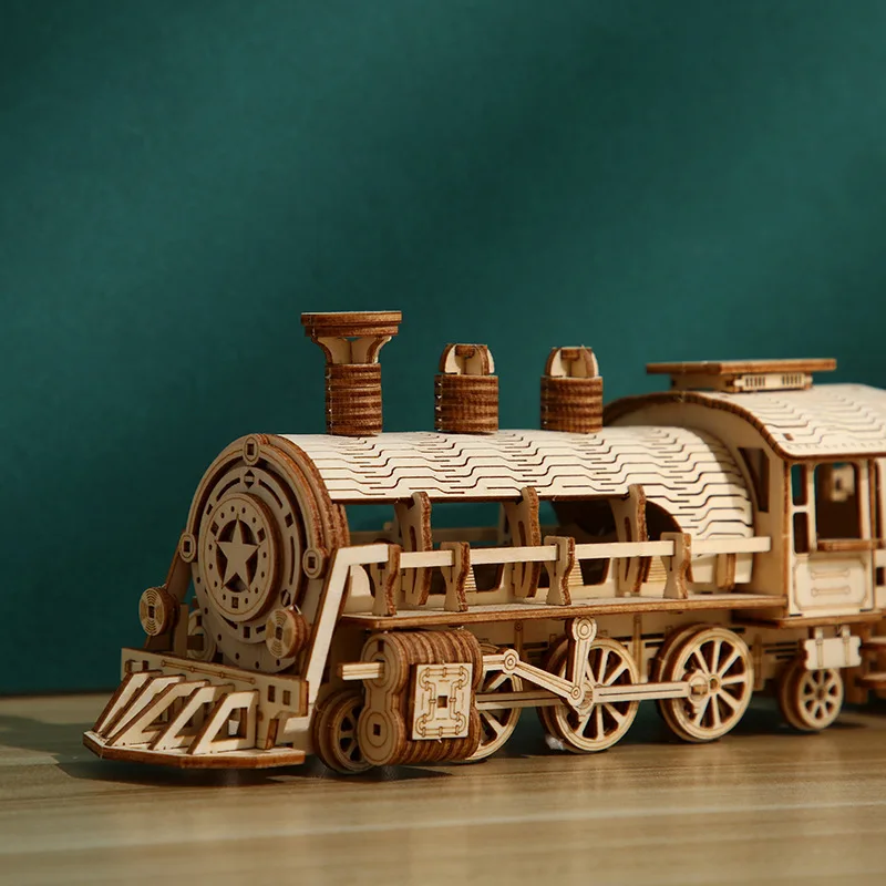 High-quality Wooden Train Puzzle 3D Jigsaw Toys Model Handmade Box Wood for Adults |