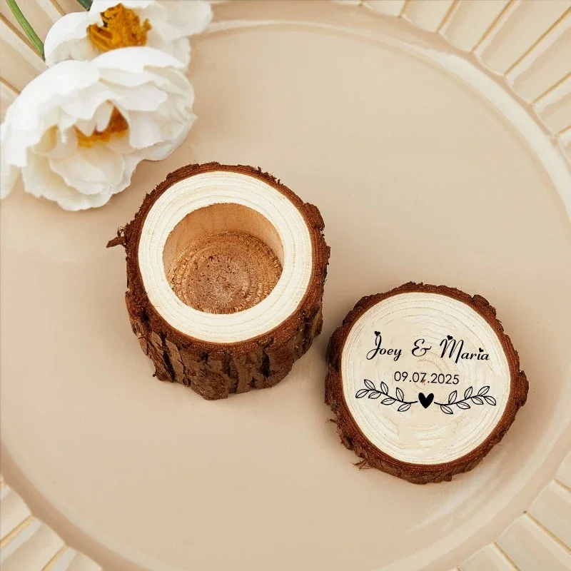 

Бесплатная коробка для обручальных колец на заказ для церемонии, деревянная коробка для колец с гравировкой, современная деревенская свадебная помолвка, подарок на день Святого Валентина