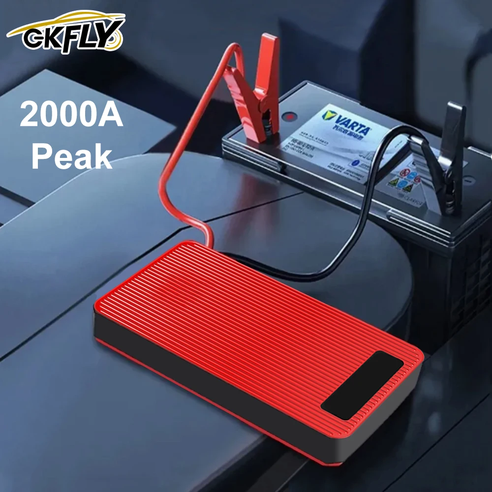 

GKFLY 2000A Высокомощный автомобильный стартер, пусковое устройство, кабели, портативное автомобильное зарядное устройство, внешний аккумулятор, светодиодный светильник