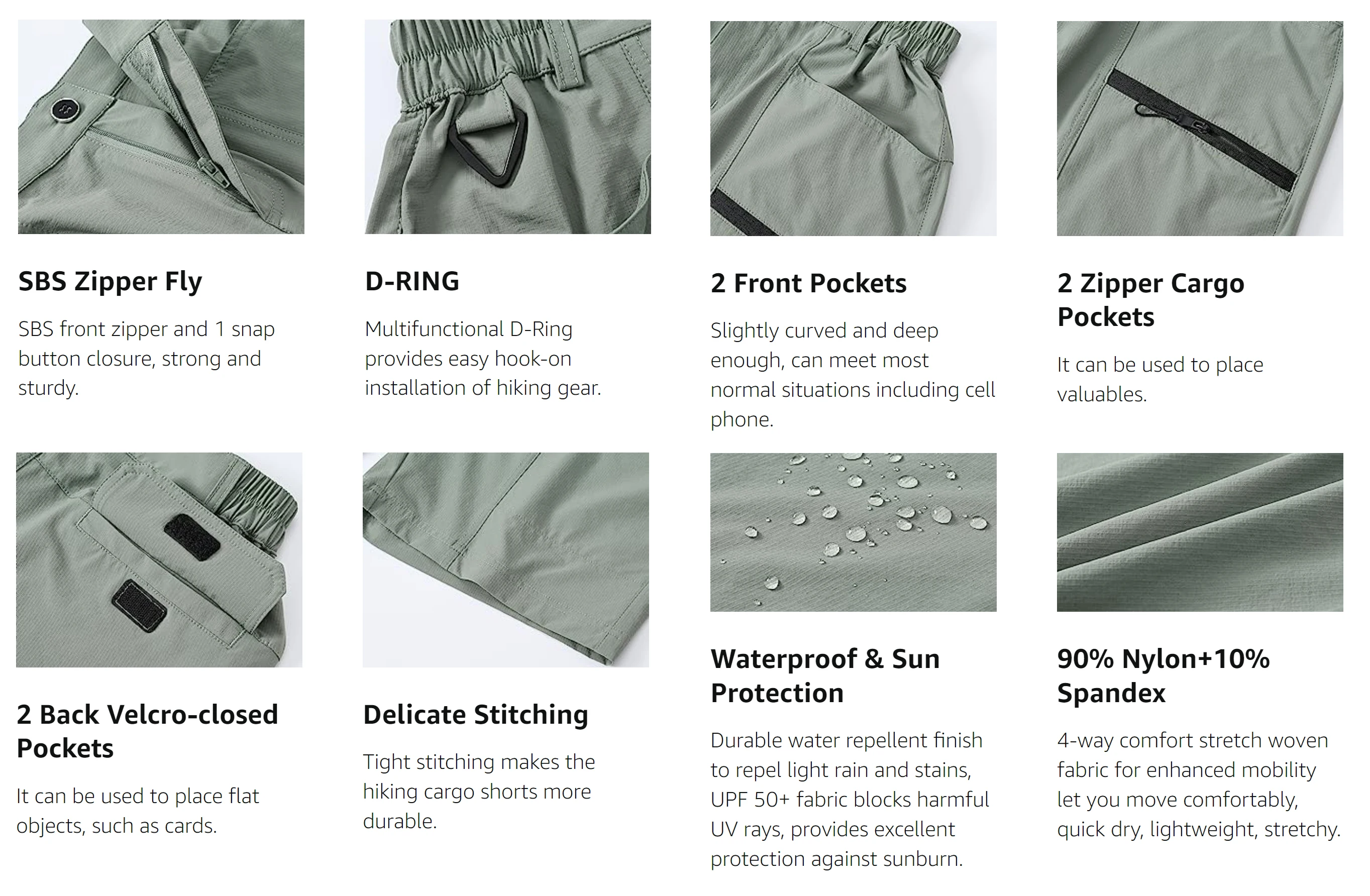 Women's Hiking Cargo Shorts Quick Dry Nylon Shorts Summer Travel Active Golf Shorts with 6 Pockets Water Resistant