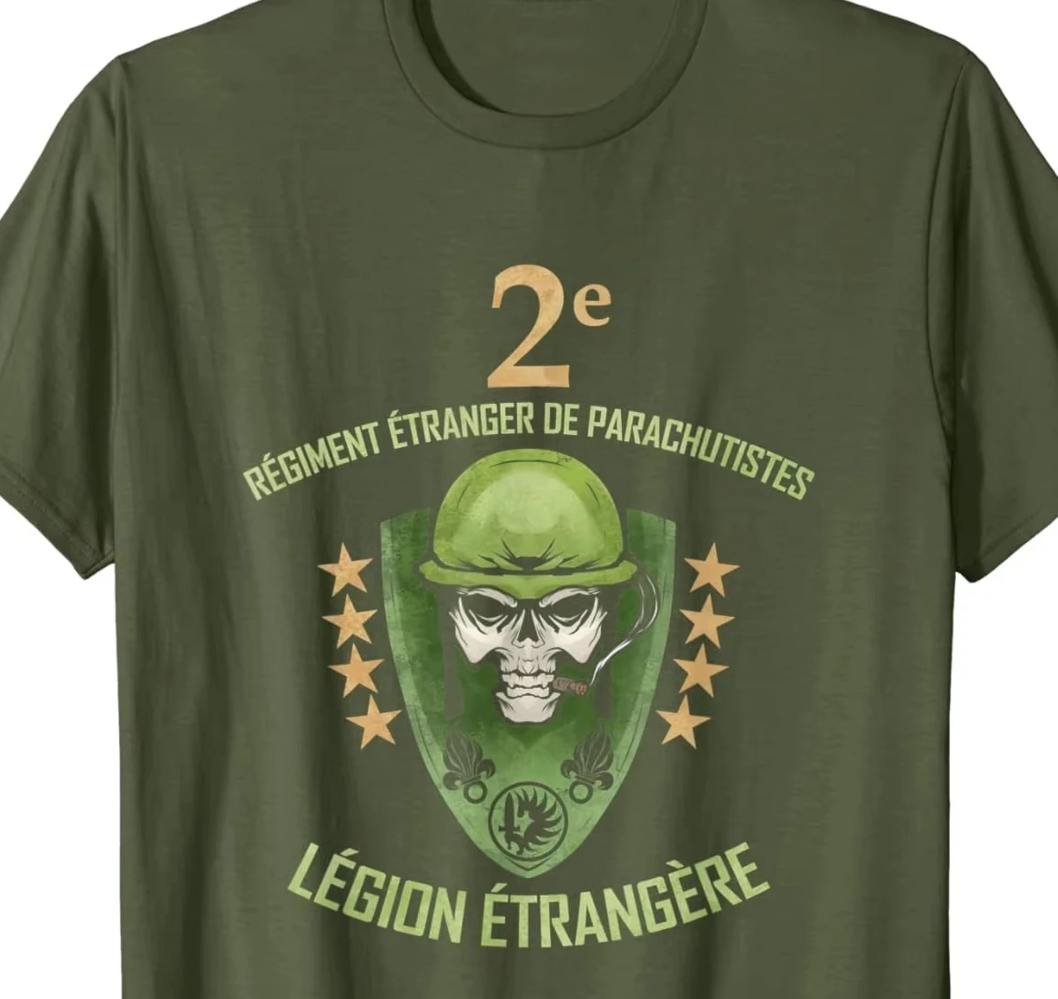 Фото Футболка Légion Etrangere 2e Régiment Etranger De Parachut avea Повседневные футболки с короткими рукавами из 100% хлопка №1