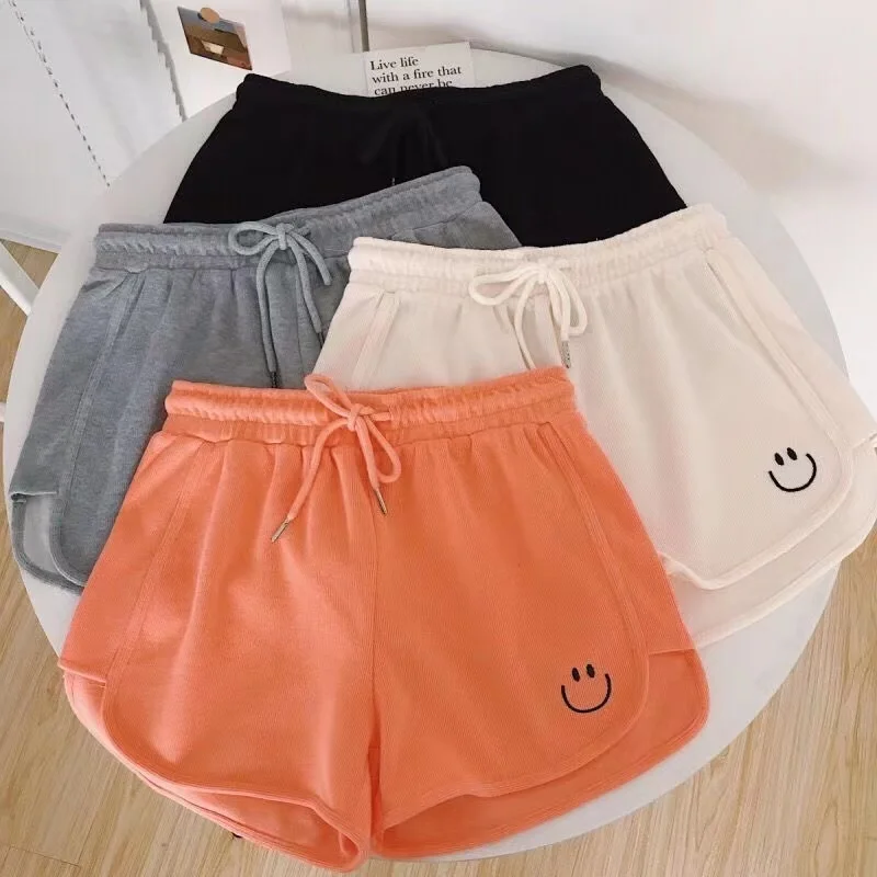 

Summer thin loose outer wear running high waist grey ins fashion casual versatile female student smiling sports shorts female