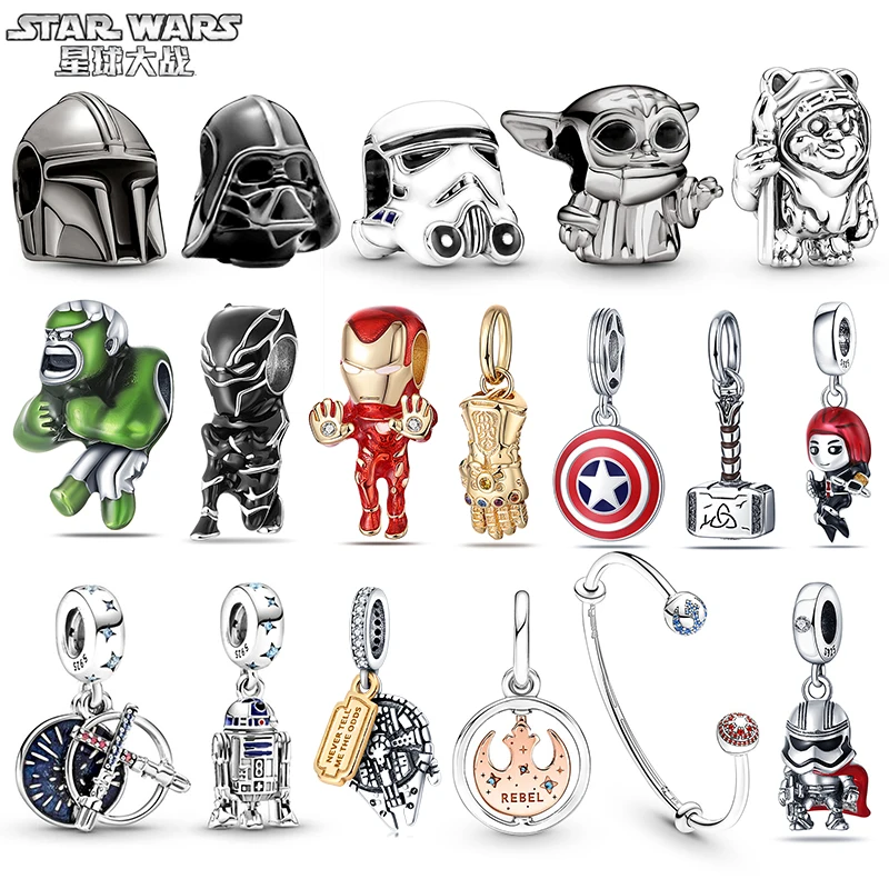 

STAR WARS Charms Silver 925 Original Bracelet Amulet Disney Iron Man Marvel Plata De Ley 925 Original Women Bracelet DIY Jewelry