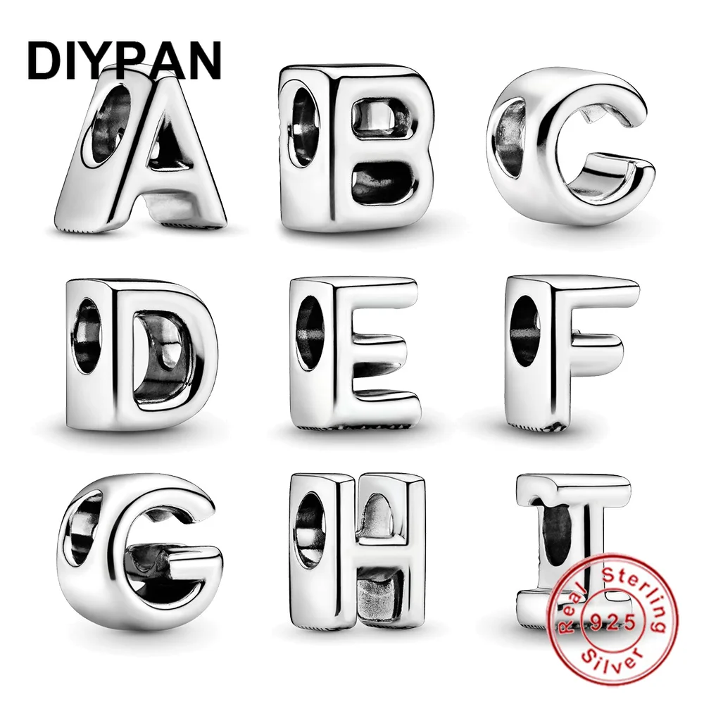 

Fit Original Bracelets Charms 925 Silver Letter Alphabet Charm Pendant Beads For Jewelry Making Berloque