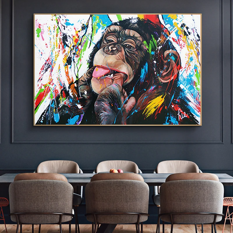 

Graffiti Cute Monkey Canvas Painting Colorful Printed Poster and Prints Painting Wall Pictures For Living Room Home Decorations