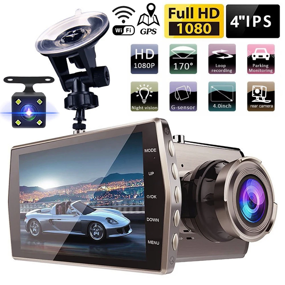 

Car DVR Dash Cam WiFi 4.0 Full HD 1080P Rear View Car Camera Video Recorder Auto DVR Dashcam Black Box GPS Track Car Accessories