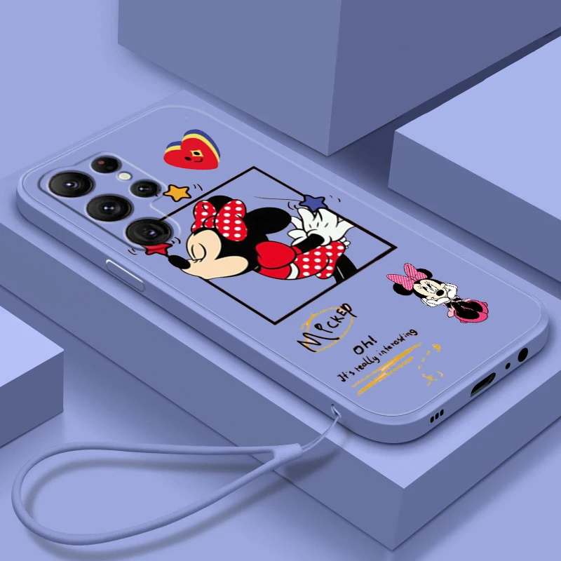 

Liquid Rope Cool Disney Mickey Minnie Phone Case For Samsung Galaxy S22 S21 S20 FE S10 Note 20 10 Plus Lite Ultra 5G Funda