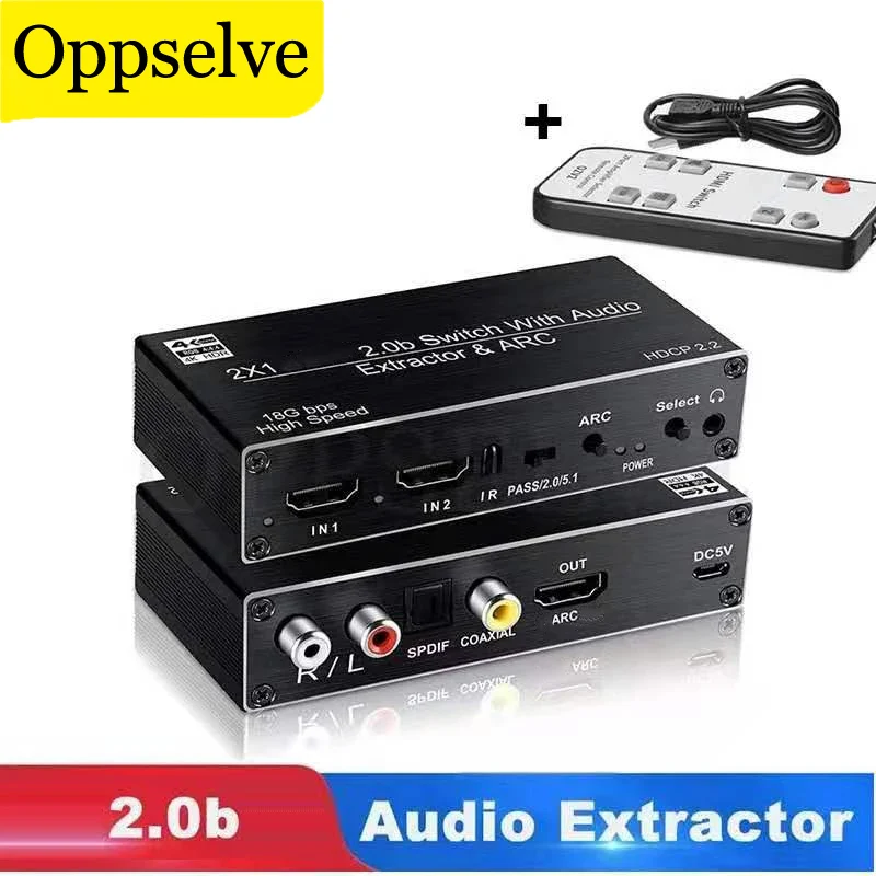 

HDMI-compatible Audio Extractor Splitter 2x1 4K 60Hz Switcher With ARC/Optical Toslink Switch Converters For TV PS3 PS4 Adapter