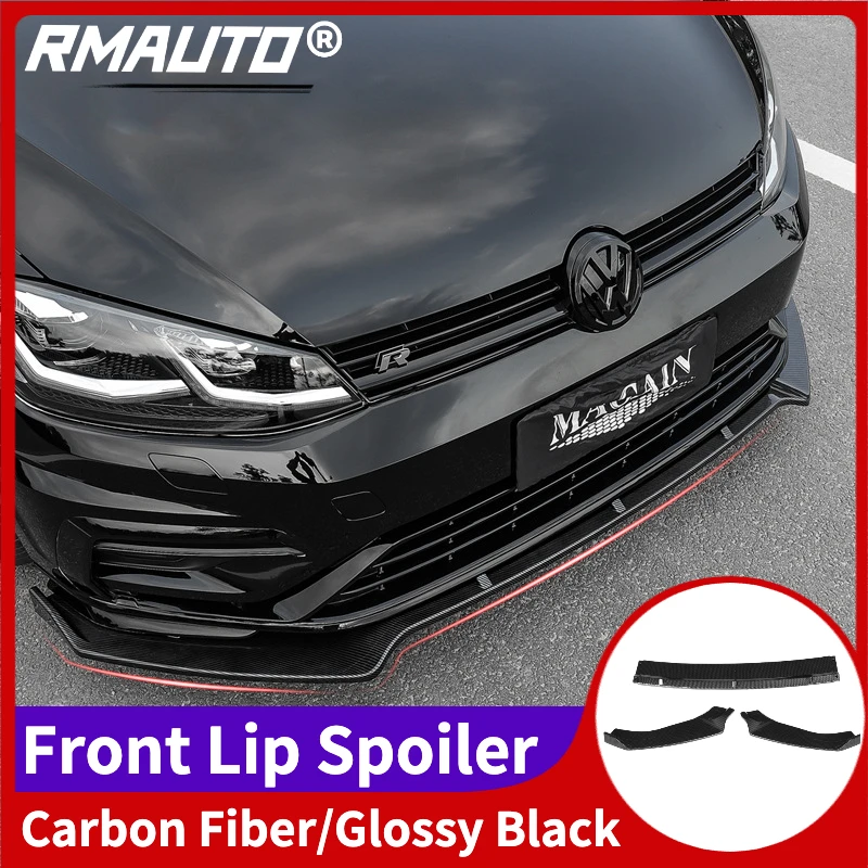 

RMAUTO Carbon Fiber Car Front Bumper Lip Spoiler Glossy Black For Volkswagen VW Golf 7 7.5 MK7 2014-2020 Car Body Styling Kits