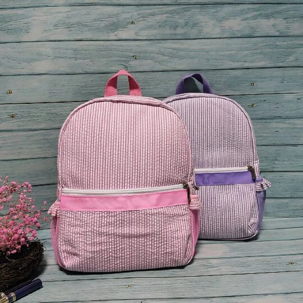 Chrilden Ruffle Seersucker Backpacks Pink/Purple Ruched Kids Schoolbag Light Soft Personalized For School Bags Travel Weekend