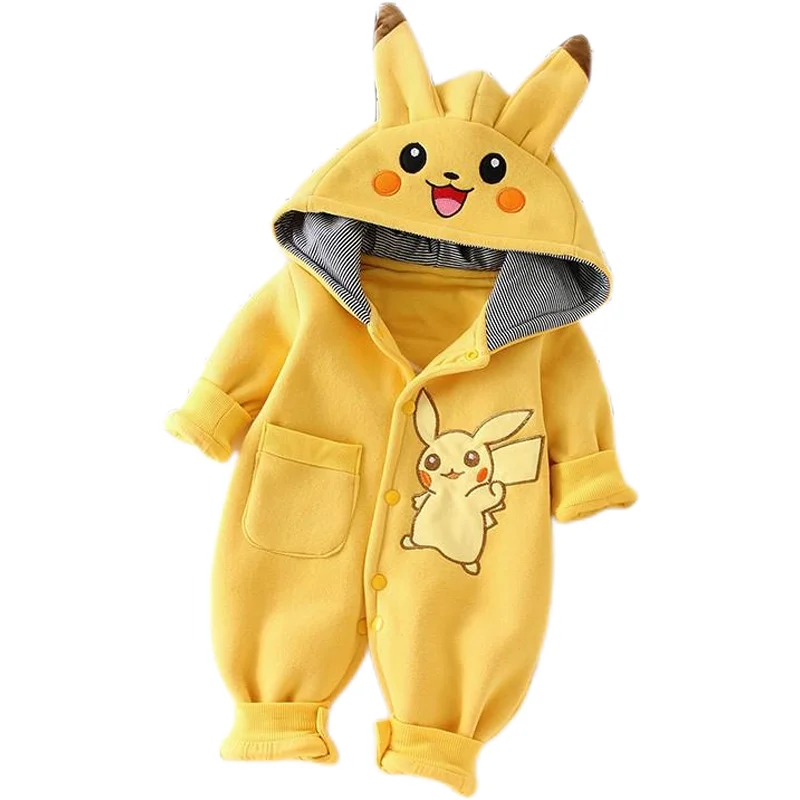 Cartoon Pokemon Pikachu Baby Pyjamsa Newborn Winter Long-sleeved Clothing Kids Rompers Babies Toddler's Clothes Costume Onesie images - 6