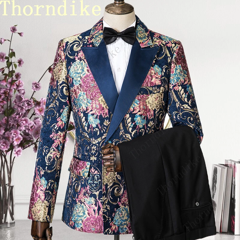 

Новинка, модные жаккардовые смокинги темно-синего цвета для жениха Thorndike, Мужская одежда, костюмы для свадьбы, вечеринки, шафера, костюм terno 2019 (пиджак + брюки + жилет)