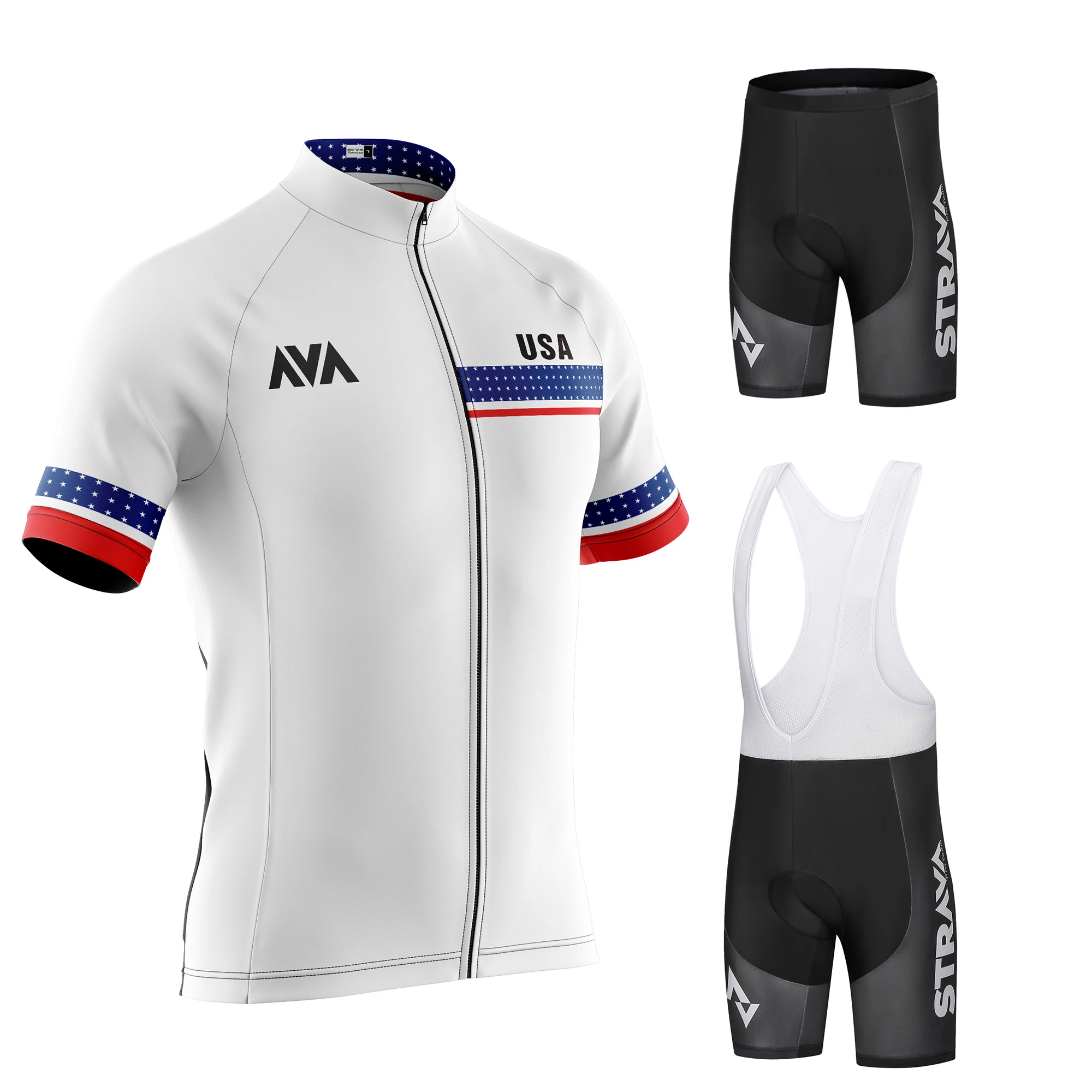 

STRAVA Pro Team Cycling Jersey Men Set Bib Shorts Set Summer Bike Jersey Bicycle Racing Uniform Clothes