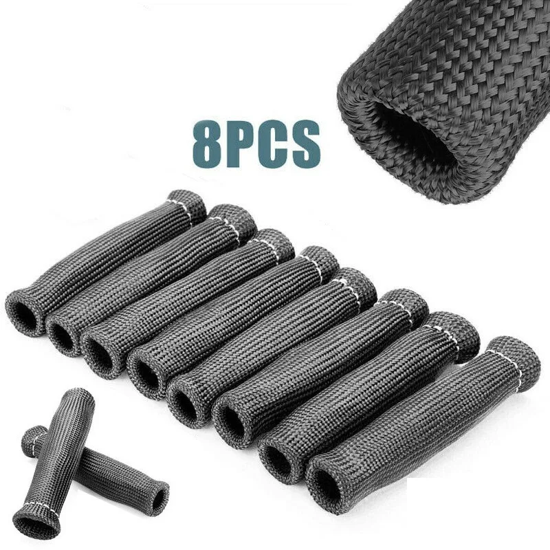 

8 Pcs Spark Plug Wire Sheath High Quality Fiber 1200° Spark Plug Wire Boots Protectors Sleeve Heat Shield Cover For SBC BBC