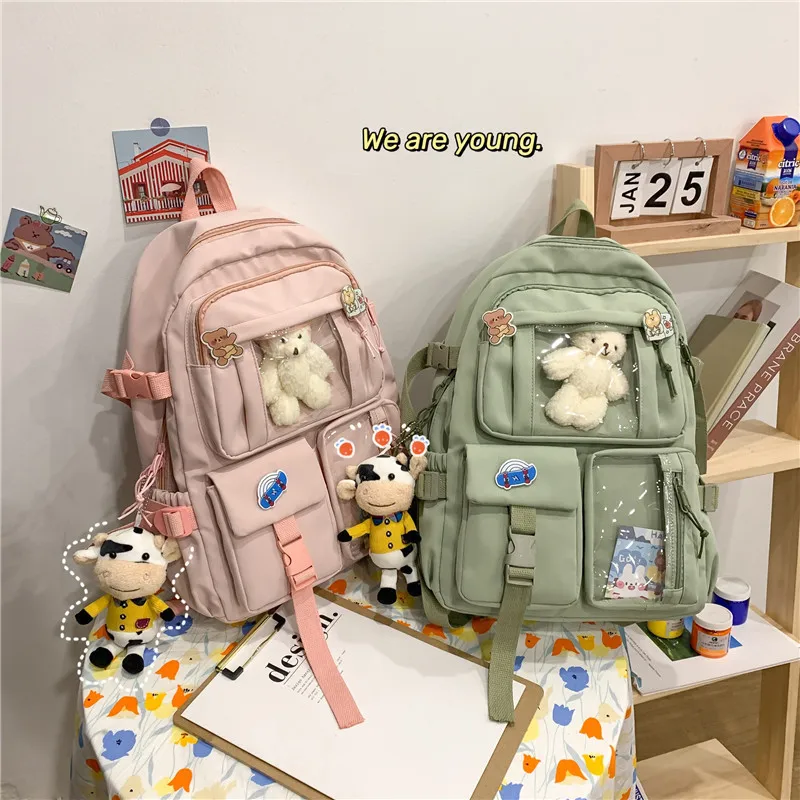 

New schoolbag female Korean version canvas backpack for junior high school students fashion cute schoolgirl backpack