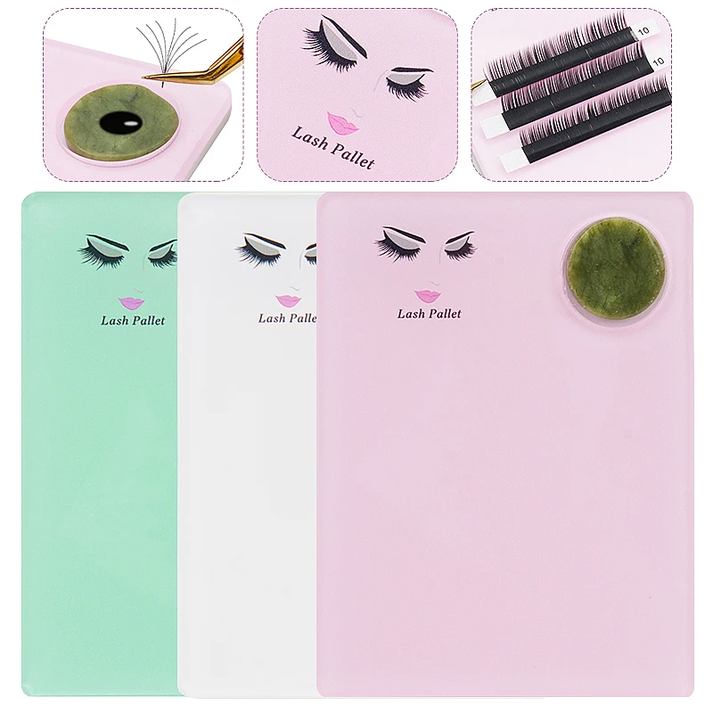 

Acrylic Jade Stone Eyelash Plate Tray Grafting False Lashes Extension Holder Glue Pallet Board Stand Pad Makeup Gasket Tools