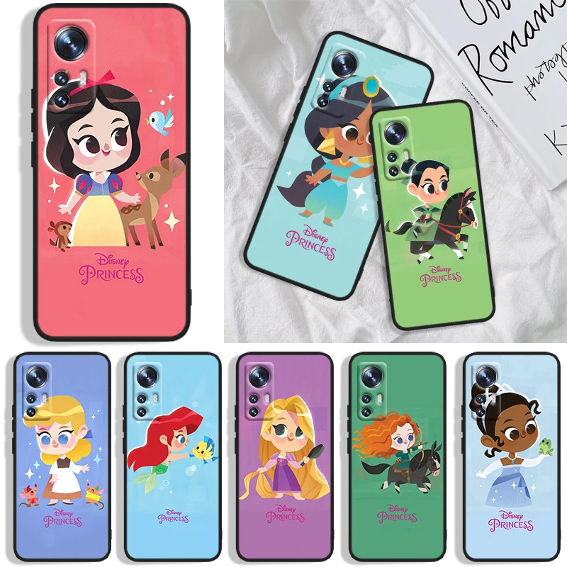 

Princess Art Phone Case For Xiaomi Mi A1(5X) A2(6X) A3(CC9E) Play Mix 3 8 9 9T Note 10 Lite Pro SE Black luxury Soft Funda Cover