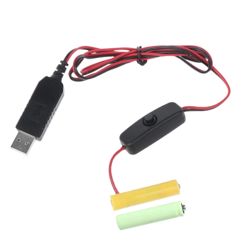 

LR03 AAA Battery Eliminator 1M USB Power Supply Cable Replace 2 Battery for LED